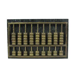 Vintage Working Brass and Green Marble Abacus Paperweight 3.1 x 1.9 inches